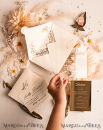 HOCHZEITS EINLADUNGEN Gold / Roségold / Silber / Glitzer Acryl-Hochzeitseinladungen-Set, Glamour-Hochzeitseinladungen, Goldener Glanz Hochzeitseinladungs-Set, Luxus Gold Hochzeitseinladungen16