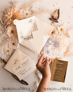 HOCHZEITS EINLADUNGEN Gold / Roségold / Silber / Glitzer Acryl-Hochzeitseinladungen-Set, Glamour-Hochzeitseinladungen, Goldener Glanz Hochzeitseinladungs-Set, Luxus Gold Hochzeitseinladungen16