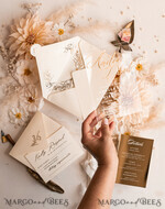 HOCHZEITS EINLADUNGEN Gold / Roségold / Silber / Glitzer Acryl-Hochzeitseinladungen-Set, Glamour-Hochzeitseinladungen, Goldener Glanz Hochzeitseinladungs-Set, Luxus Gold Hochzeitseinladungen16