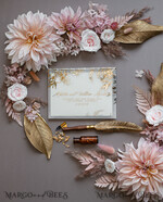 HOCHZEITS EINLADUNGEN Gold / Roségold / Silber / Glitzer Bohemian Blush Pink Hochzeitskarten, Glamour Gold Hochzeitskarten, Luxuriöses maßgeschneidertes Hochzeitsinvitation-Set, Elegante Pergament-Hochzeitskarten5