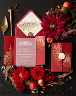 HOCHZEITS EINLADUNGEN Gold / Roségold / Silber / Glitzer Luxus Hochzeitskarten, Elegantes indisches Hochzeitsladen-Set • Gold-Burgunder Hochzeitsladen-Set • Luxus kastanienbraune Hochzeitskarten8