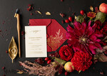 HOCHZEITS EINLADUNGEN Gold / Roségold / Silber / Glitzer Luxus Hochzeitskarten, Elegantes indisches Hochzeitsladen-Set • Gold-Burgunder Hochzeitsladen-Set • Luxus kastanienbraune Hochzeitskarten8