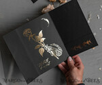 HOCHZEITS EINLADUNGEN Gold / Roségold / Silber / Glitzer Halloween-Mondphasen-Hochzeitseinladungen-Set, schwarze Einladungen, gruselige Halloween-Einladungen, gothische Hochzeitseinladungskarten, Skelett-Hochzeitsset in Schwarz und Gold.31