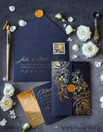 HOCHZEITS EINLADUNGEN Gold / Roségold / Silber / Glitzer Luxus Goldfolie Hochzeitskarten, elegante marineblaue Hochzeitskarten-Suite, glamouröse goldene Hochzeitskarten, maßgeschneiderte Plexi-Acryl-Hochzeitseinladungen.6