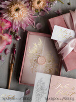 HOCHZEITS EINLADUNGEN Gold / Roségold / Silber / Glitzer Luxus Rosa Samt HochzeitsEinladungen, Glamour Samt Box HochzeitsEinladung Set, Glamour Goldene Glanz Hochzeitskarten, Elegante Blush Rosa HochzeitsEinladungen15