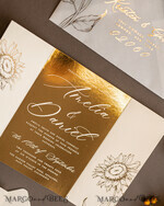 HOCHZEITS EINLADUNGEN Gold / Roségold / Silber / Glitzer Goldene Glitter-Hochzeitseinladungen, Luxus-Goldfolien-Hochzeitseinladungen, romantische Sonnenblumen-Hochzeitseinladungen, luxuriöse Glamour-nude Hochzeitspapeterie14