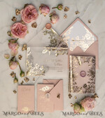 HOCHZEITS EINLADUNGEN Gold / Roségold / Silber / Glitzer Luxuriöse goldene Hochzeitseinladungen, maßgeschneiderte Hochzeits Einladungskarten in zartem Rosé, elegante Pergament-Hochzeitskarten mit Goldfolie, glamouröse Hochzeits Einladungen.37