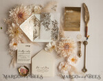 HOCHZEITS EINLADUNGEN Gold / Roségold / Silber / Glitzer Acryl-Hochzeitseinladungssatz, Boho Glam Hochzeitseinladungen, Goldener Glanz Hochzeitseinladungen, Elegante Gold Hochzeitseinladungen29