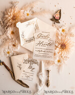 HOCHZEITS EINLADUNGEN Gold / Roségold / Silber / Glitzer Boho Goldene Elfenbein Hochzeitskarten, Vellum Gold Hochzeitskarten, feine Kunst Hochzeits Einladungssuite, maßgeschneiderte Hochzeitsstationery11