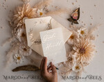 HOCHZEITS EINLADUNGEN Gold / Roségold / Silber / Glitzer Boho Goldene Elfenbein Hochzeitskarten, Vellum Gold Hochzeitskarten, feine Kunst Hochzeits Einladungssuite, maßgeschneiderte Hochzeitsstationery11