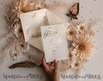 HOCHZEITS EINLADUNGEN Gold / Roségold / Silber / Glitzer Boho Goldene Elfenbein Hochzeitskarten, Vellum Gold Hochzeitskarten, feine Kunst Hochzeits Einladungssuite, maßgeschneiderte Hochzeitsstationery11