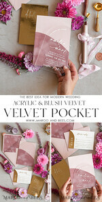 HOCHZEITS EINLADUNGEN Gold / Roségold / Silber / Glitzer Arch Gold Acryl Hochzeitsinvitation Suite, Samtumschlag Blush Pink Hochzeitskarten, Boho Hochzeitskarten12