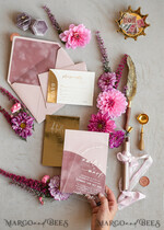 HOCHZEITS EINLADUNGEN Gold / Roségold / Silber / Glitzer Arch Gold Acryl Hochzeitsinvitation Suite, Samtumschlag Blush Pink Hochzeitskarten, Boho Hochzeitskarten12