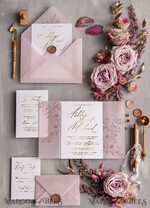 HOCHZEITS EINLADUNGEN Gold / Roségold / Silber / Glitzer Luxuriöses Blush-Pink-Hochzeitseinladung-Set, elegante Blush-Pink-Hochzeitskarten, Boho-Pink-Hochzeitseinladungen, luxuriöse elegante Hochzeitsstationery.8