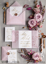 HOCHZEITS EINLADUNGEN Gold / Roségold / Silber / Glitzer Luxuriöses Blush-Pink-Hochzeitseinladung-Set, elegante Blush-Pink-Hochzeitskarten, Boho-Pink-Hochzeitseinladungen, luxuriöse elegante Hochzeitsstationery.8