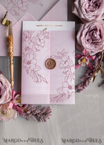 HOCHZEITS EINLADUNGEN Gold / Roségold / Silber / Glitzer Luxuriöses Blush-Pink-Hochzeitseinladung-Set, elegante Blush-Pink-Hochzeitskarten, Boho-Pink-Hochzeitseinladungen, luxuriöse elegante Hochzeitsstationery.8