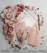 HOCHZEITS EINLADUNGEN Gold / Roségold / Silber / Glitzer Luxus Pergament Goldfolien Hochzeitskarten, elegante Blush-Pink Hochzeitskarten-Suite, Glamour Hochzeitskarten, goldenes Glanz Hochzeitskarten-Suite69