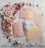 HOCHZEITS EINLADUNGEN Gold / Roségold / Silber / Glitzer Luxus Pergament Goldfolien Hochzeitskarten, elegante Blush-Pink Hochzeitskarten-Suite, Glamour Hochzeitskarten, goldenes Glanz Hochzeitskarten-Suite69