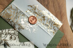 HOCHZEITS EINLADUNGEN Gold / Roségold / Silber / Glitzer Griechenland Olive Branch Hochzeits Einladung, Acryl olivgrüne Hochzeits Einladungskarten, Goldene Hochzeits Einladungen8