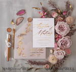 HOCHZEITS EINLADUNGEN Gold / Roségold / Silber / Glitzer Glamour Goldener Glanz Hochzeitskarten, Romantische Blush-Pink Hochzeitskarte Suite, Luxuriöse Goldfolien-Hochzeitskarten, Elegante weiße Vellum-Einladungen.16