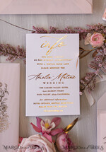HOCHZEITS EINLADUNGEN Gold / Roségold / Silber / Glitzer Glamour Goldener Glanz Hochzeitskarten, Romantische Blush-Pink Hochzeitskarte Suite, Luxuriöse Goldfolien-Hochzeitskarten, Elegante weiße Vellum-Einladungen.16