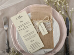 MENÜ & PROGRAMME  
 rustikal Jute Besteckhalter mit Jute-Schnur, rustikale Spitzen- Tischdekoration, Hochzeitstischset, Tischgedeck, Jute Tischdekoration, elegantes rustikales Hochzeitsmenü3