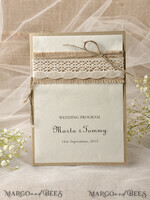 MENÜ & PROGRAMME  
 rustikal Ecru Rustikales Hochzeitsprogramm mit Spitze, Scheunenhochzeitsprogramm, Eco-romantische personalisierte Karten mit Schnur, einfaches rustikales Spitzenhochzeitsprogramm, elegantes Heft rustikale Hochzeitskarten8