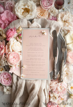 MENÜ & PROGRAMME  
 rustikal Romantisches Blush Hochzeitsmenü mit Schleife, personalisierte Menükarten aus vintage Spitze, hellgraues und blush-pink Shabby Chic Hochzeitsmenü, handgemachte Spitzen-Menükarten9