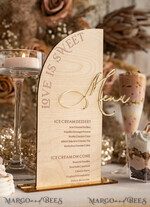 TISCHDEKORATIONSCHILDER   Holz Eco Rustikale Tischnummern Rustikales Holz-Halbkreis-Dessertmenü mit Ständer, Landhaus Holz Acryl gold Süßigkeitenbar-Schild, Natürliches Holz Gold Plexiglas Tischdessertmenü Hochzeits Tischdekoration, Hochzeitsschild Goldener Spiegel und Holz Süßigkeitenbar-Menü10