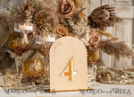 TISCHDEKORATIONSCHILDER   Holz Eco Rustikale Tischnummern Rustikale Holzbogen Hochzeits Tischnummern, Holzgold Plexi Tischnummern, Landhaus Hochzeit Tischdekoration, Hochzeitsbeschilderung Holz goldene Spiegel Tischnummern12