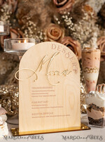 TISCHDEKORATIONSCHILDER   Holz Eco Rustikale Tischnummern Rustikaler Holzbogen Dessertmenü mit Ständer, Landhaus Holz Acryl Gold Süßigkeiten Bar Schild, Naturholz Gold Plexi Tisch Dessertmenü Hochzeits Tischdekoration, Hochzeitsbeschilderung Goldener Spiegel und Holz Süßigkeiten Bar Menü10