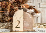 TISCHDEKORATIONSCHILDER   Holz Eco Rustikale Tischnummern Rustikales Holzbogen Tischnummer & Abendessen Menü Kombination, Holz & Acryl gold Schild, Gold Scheune Plexi Tischnummern & Menü Kombination Rustikal Boho Hochzeit Tischdekoration, Hochzeitsbeschilderung Goldener Spiegel Tischnummern & Menü16