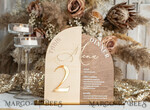 TISCHDEKORATIONSCHILDER   Holz Eco Rustikale Tischnummern Rustikales Holzbogen Tischnummer & Abendessen Menü Kombination, Holz & Acryl gold Schild, Gold Scheune Plexi Tischnummern & Menü Kombination Rustikal Boho Hochzeit Tischdekoration, Hochzeitsbeschilderung Goldener Spiegel Tischnummern & Menü16