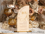 TISCHDEKORATIONSCHILDER   Holz Eco Rustikale Tischnummern Acryl-Bogen-Bar-Menü, gold Plexi Elfenbein Samt Getränkebar-Menü-Schild mit Ständer, beige Plexi Tisch-Bar-Menü Luxus Hochzeits Tischdeko, Hochzeitsbeschilderung Ecru Getränkebar-Menü11