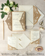 HOCHZEITS EINLADUNGEN lasergeschnitten / graviert / geprägt Elegante Hochzeitseinladungen Set, Spitzenrustikale Hochzeitseinladungen Set, rustikale Hochzeitseinladungen, ökologisch rustikale Hochzeitskarten7