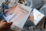 DANKE-KARTEN  
 modern/romantisch Hochzeit Dankeskarten mit Foto, Pergament Gold Dankeskarten Staubblau und Gold, individuell gestaltete Dankeskarten4