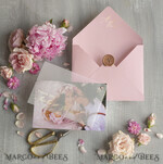 DANKE-KARTEN  
 modern/romantisch Hochzeitsbenutzerdankeskarte mit Foto in Pink und Gold3