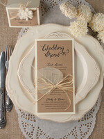 MENÜ & PROGRAMME  
 rustikal und Spitze Rustikales Braunes Hochzeitsmenü, Hochzeitsdinner-Menü für Scheunen, Öko-Romantische personalisierte Karten mit Kordel und Blatt, Kraft-Hochzeitsmenü, Einfaches rustikales Hochzeitsmenü, Elegante Öko-braune Hochzeitsmenü-Karten3