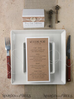 MENÜ & PROGRAMME  
 rustikal und Spitze Rustikales Hochzeitsmenü, Scheunenhochzeits-Dinner-Menü, ökologisch romantische personalisierte Karten mit Holzherz und Schnur, Kraft-Hochzeitsmenü, einfaches rustikales Hochzeitsmenü, elegantes ökologisches braunes Hochzeitsmenükarten.4