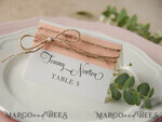 PLATZKARTEN / TISCHKARTEN  
 rustikal und Spitze Elegante Eco-Weiße und Rosa Hochzeitsplatzkarten mit Jute-Schnur, Weiße Hochzeitsnamensschilder mit Jute-Schnur und Birkenherz, Rustikale Hochzeitsstationery, Bearbeitbar5