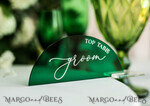 PLATZKARTEN / TISCHKARTEN  
 Acrylgold klar / Holz 3D Acrylbogen Grüner Platzkarte mit Ständer, Smaragdgrüne Acrylplatzkarte, Weiße UV-Plexi-Flachplatzkarte, Grüne Luxus-Hochzeits Tischdekoration, Grünes Hochzeitsschild8