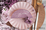 PLATZKARTEN / TISCHKARTEN  
 Acrylgold klar / Holz 3D Mauve Hochzeitsplatzkarten, Moderne Bogen Samt Weiße Beschriftung Platzkarte ohne Ständer, Hochzeitsplatz mauve Karten, Samt weiße Namenskarten, Editable Text, MvS6