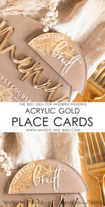 PLATZKARTEN / TISCHKARTEN  
 Acrylgold klar / Holz 3D Acrylbogen Beige Flachplatzkarte, Klare Acryl- und Gold-Flachplatzkarte, Nude Gold Plexi Flachplatzkarte, Tan Luxus Hochzeits-Tischdeko, Erdige Hochzeitsbeschilderung14