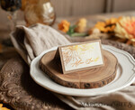 PLATZKARTEN / TISCHKARTEN  
 Luxus Premium Glitzer/ Gold/ Silber/ Roségold Elegante Eco Braune und Weiße Hochzeitsplatzkarten mit Goldfolienprägung, romantische Namensschilder für Ihre Hochzeitstische, moderne Hochzeitsstationery, Sonnenblumen-Eskortkarten.2