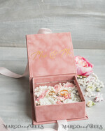 RINGTRÄGERBOXEN & KISSEN Samtkästchen für den Trauungszeremonie Elegante Samt blass rosa Trauringe Box, Glamour gold Trauringe Box, Elegante Acryl Hochzeitsbox Samt blass rosa Trauringe Box12