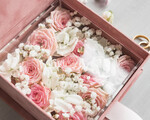 RINGTRÄGERBOXEN & KISSEN Samtkästchen für den Trauungszeremonie Elegante Samt blass rosa Trauringe Box, Glamour gold Trauringe Box, Elegante Acryl Hochzeitsbox Samt blass rosa Trauringe Box12