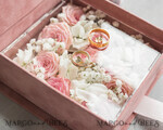 RINGTRÄGERBOXEN & KISSEN Samtkästchen für den Trauungszeremonie Elegante Samt blass rosa Trauringe Box, Glamour gold Trauringe Box, Elegante Acryl Hochzeitsbox Samt blass rosa Trauringe Box12