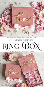 RINGTRÄGERBOXEN & KISSEN Samtkästchen für den Trauungszeremonie Ringbox für die Hochzeitszeremonie 3 Ringe, Blush Pink Goldene Samt-Hochzeitsringbox für die Zeremonie, Glamour Hochzeitsringboxen für ihn und sie, Luxus Samt-Ringbox doppelt, individuelle Farben.11