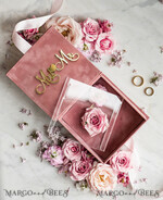 RINGTRÄGERBOXEN & KISSEN Samtkästchen für den Trauungszeremonie Ringbox für die Hochzeitszeremonie 3 Ringe, Blush Pink Golden Samt Hochzeitsringbox für die Zeremonie, Glamour Hochzeitsringboxen für ihn und sie, Luxus Samt Ringbox doppelt, individuelle Farben.12