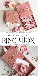 RINGTRÄGERBOXEN & KISSEN Samtkästchen für den Trauungszeremonie Rosa Goldene Samt Hochzeitsringbox für die Zeremonie, Ringbox für die Hochzeitszeremonie 3 Ringe Samt, Boho Glam Hochzeitsringboxen für ihn und sie, Luxuriöse Samt Ringbox doppelte individuelle Farben9